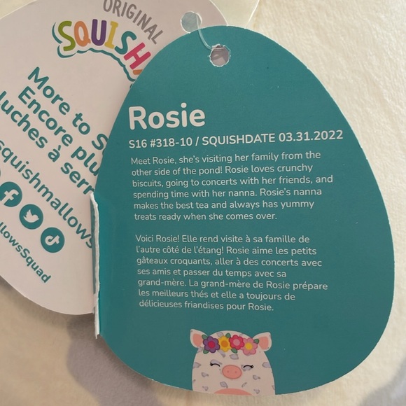 NWT 16” Rosie the Spotted Pig with Flower Crown Squishmallow - Picture 7 of 7